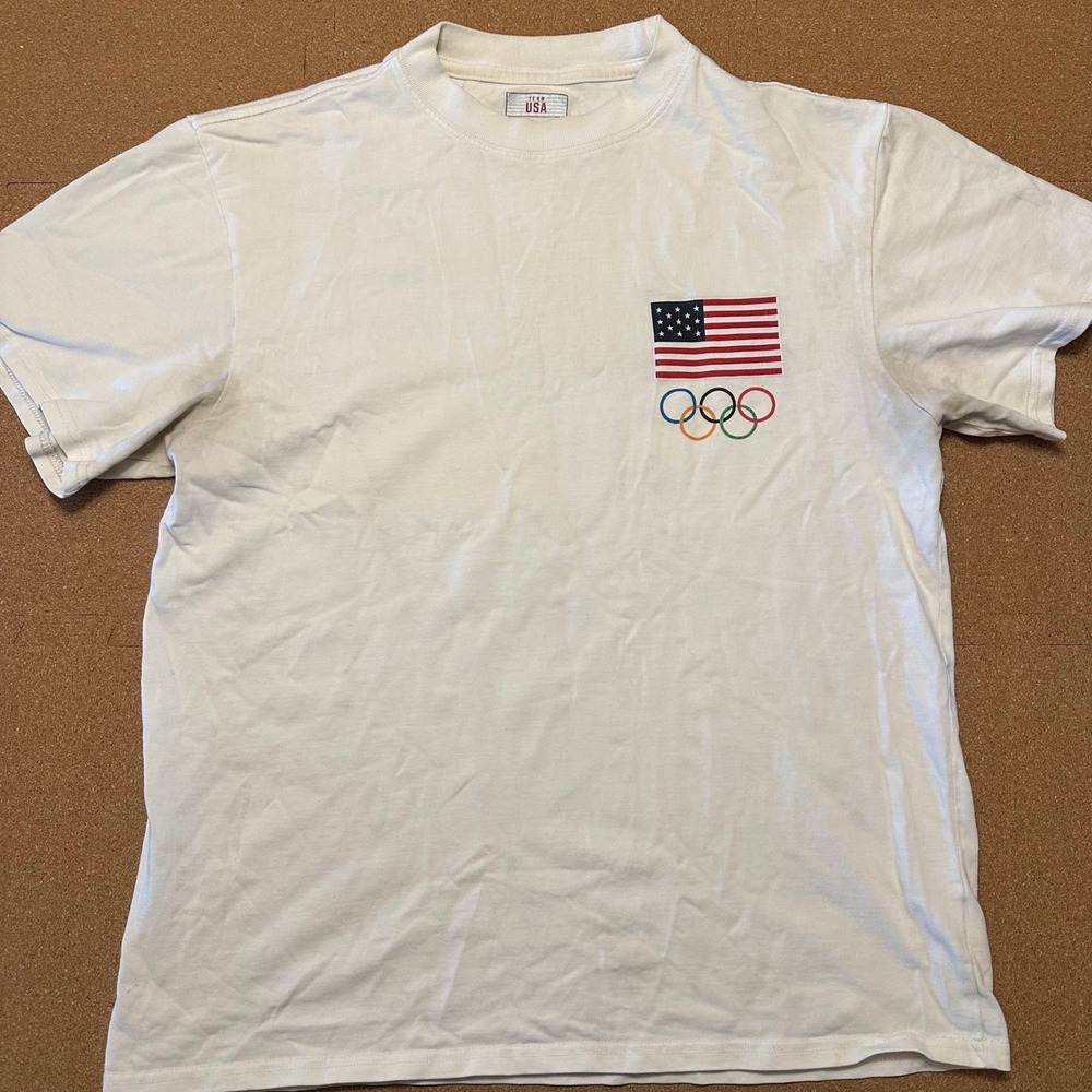 Team USA T-Shirt Mens Small White Olympic Games Flag Graphic Short Sleeve Tee